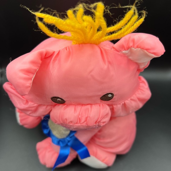 Fisher Price Puffalump Pink Blue Ribbon Pig Prize Winning Vintage 90s Barnyard - Picture 13 of 16